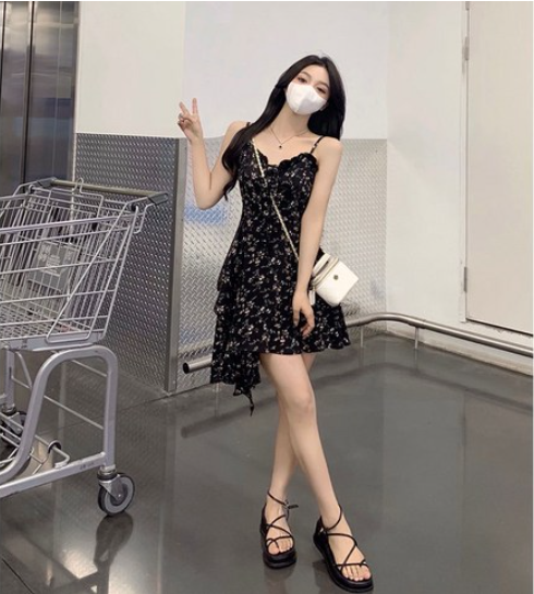 YioYcc 원피스 부드럽고 로맨틱한 플라워 나시 원피스